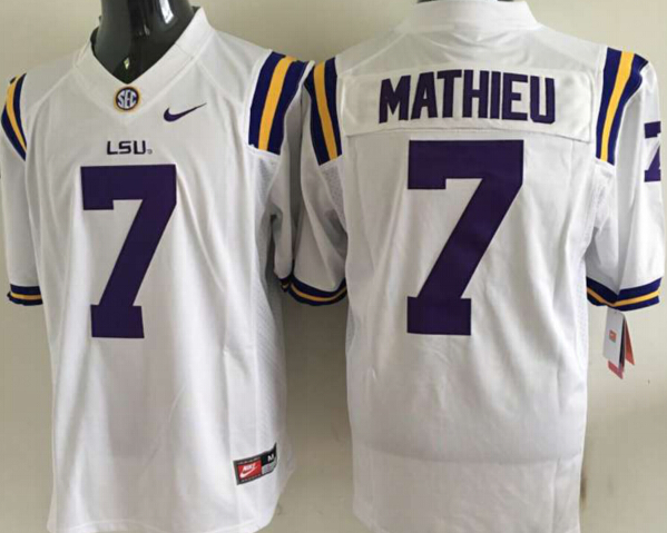 Men's LSU Tigers Tyrann Mathieu #7 White Jersey